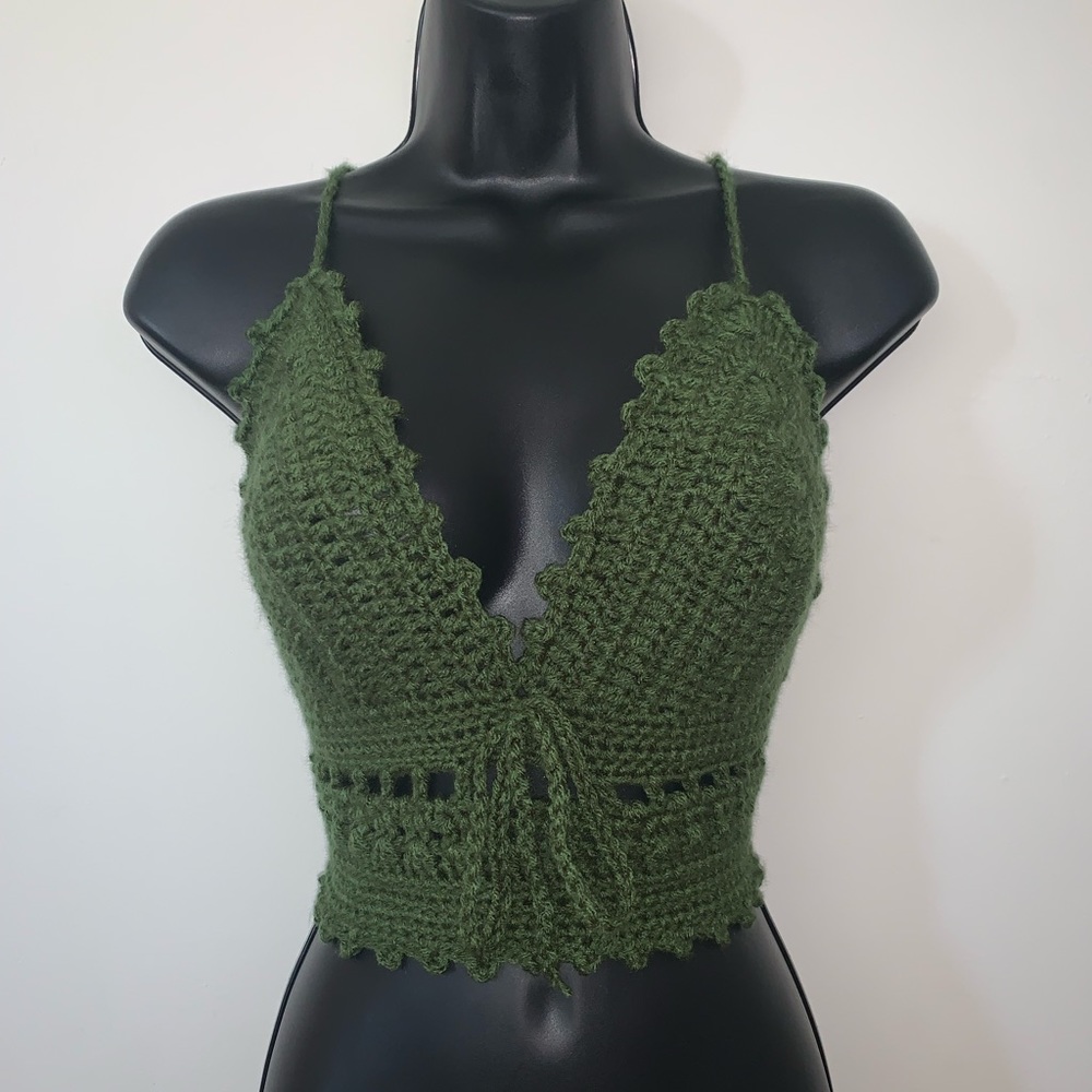 Green Crocheted Halter Top